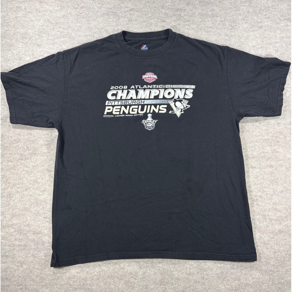 Majestic Pittsburgh Penguins 2008 Atlantic Division Champions Shirt Black XL